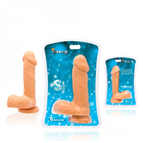 Cock W/balls 6 Flesh W/suction Cup