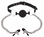 Ms Ball Gag Silicone With Nipple Clamps